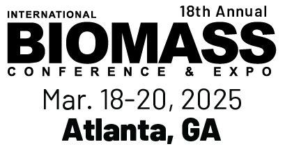 18th Annual BIOMASS Conference & Expo A White box with black upper case bold letters announcing the dates for the International BIOMASS Conference in Altanta Georgia on March 18-20, 2025.