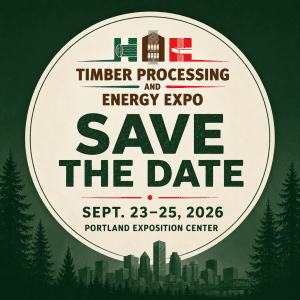 Graphic of Save the Date message for Timber Processing and Energy Expo